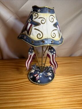 Vintage Home Interiors Americana Patriotic Candle Holder Lamp NIB New In Box